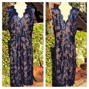 Tadashi Shoji sequin embellished lace cocktail dress